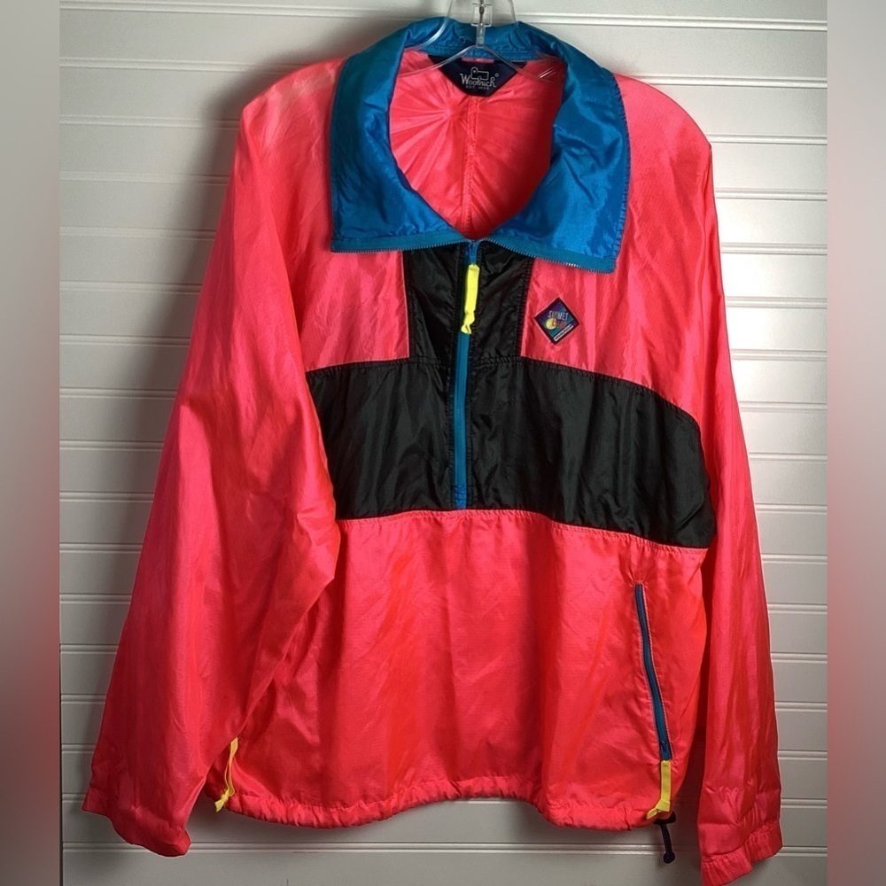 Vintage Woolrich Sigmet Gear Neon Pink Colorblock Windbreaker Jacket Size M